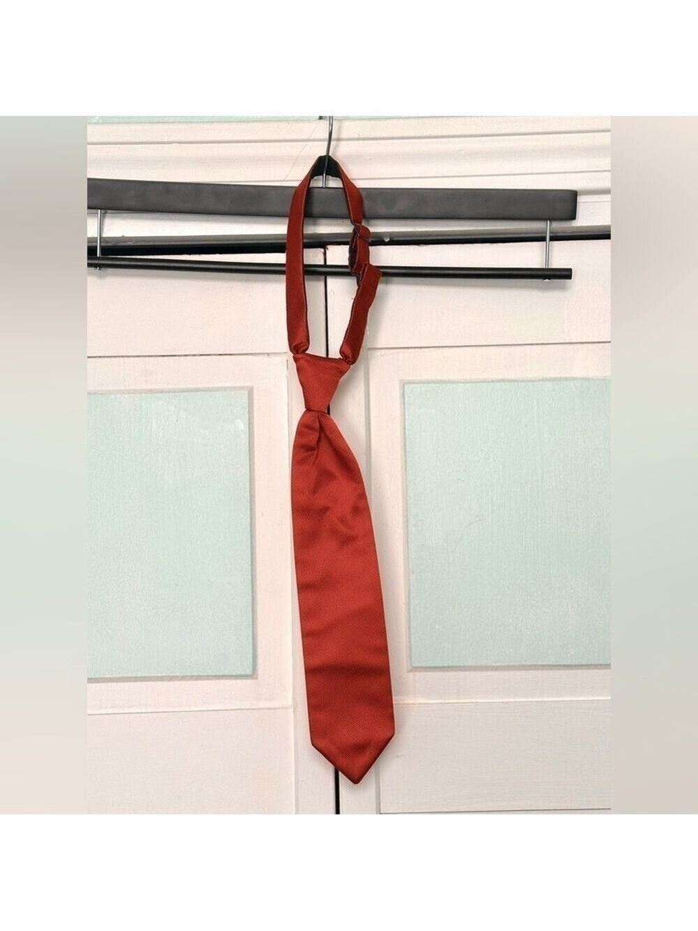 Burnt Orange Skinny Twill Tie Wedding Prom Tuxedo Pre Tied Boys Kids Youth